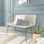 Banquette en rotin et pieds en m�tal