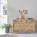 Buffet en teck massif 150 cm 2 portes 4 tiroirs