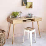 Bureau en bois de teck 120 cm 2 tiroirs