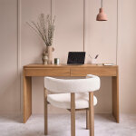 Bureau en bois de teck 130 cm 2 tiroirs
