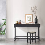 Bureau en pin massif et m�tal 120 cm