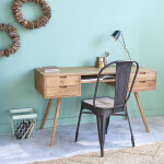Bureau en teck massif 130 cm 4 tiroirs