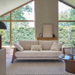 Canap� droit 3 places en bois et velours
