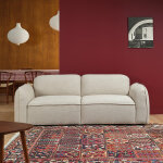 Canap� droit 3 places en tissu textur� beige chin�
