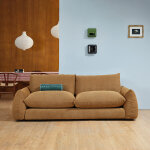 Canap� droit 3 places en tissu textur� bronze