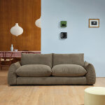 Canap� droit 3 places en tissu textur� kaki