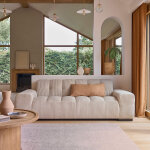 Canap droit 3 places en velours ctel cru