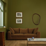 Canap� droit 4 places en tissu effet lin bronze