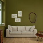 Canap� droit 4 places en tissu effet lin �cru
