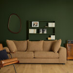 Canap� droit 4 places en tissu textur� marron clair chin�