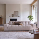 Canapé droit 4 places en velours tressé beige Canapé droit 4 places en velours tressé beige