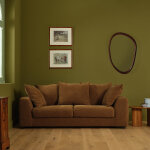 Canap� droit convertible 3 places en tissu effet lin bronze