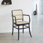 Chaise en bois d'acajou et cannage