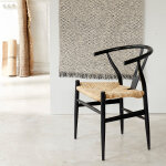 Chaise en mindi massif et assise tiss�e