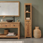 Colonne de salle de bain en bois de teck recycl�