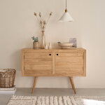 Commode en bois massif 120 cm 2 portes