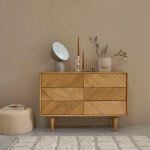 Commode en bois massif 120 cm 6 tiroirs