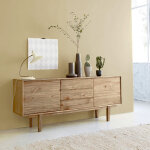 Commode en bois massif 180 cm 3 tiroirs 2 portes