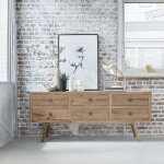 Commode en bois massif 200 cm 6 tiroirs