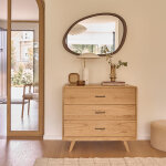 Commode en bois massif 90 cm 3 tiroirs