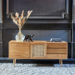 Commode en bois massif et cannage 175 cm