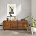 Commode en bois massif finition noyer 180 cm