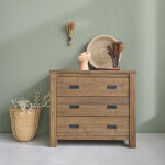 Commode en bois de teck recycl� 90 cm 3 tiroirs