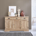 Commode en teck massif 150 cm 3 portes 3 tiroirs