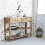 Console en bois massif 120 cm 2 tiroir