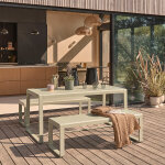 Ensemble table et bancs de jardin en aluminium 4 / 6 personnes