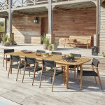 Ensemble table et chaises de jardin en teck extensible 8 / 10 places