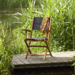 Fauteuil jardin acacia et textilène noir Fauteuil jardin acacia et textilène noir