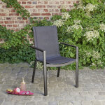 Fauteuil de jardin en aluminium et textil�ne gris