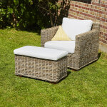 Fauteuil de jardin en kubu naturel avec pouf