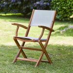 Fauteuil jardin pliant acacia textilne