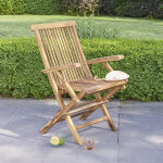 Fauteuil de jardin en teck huilé massif pliant Fauteuil de jardin en teck huilé massif pliant