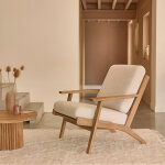 Fauteuil en teck massif et bouclette