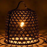 Lampe  poser en bambou noir et mtal