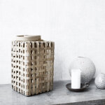 Lanterne en bois de bambou et verre