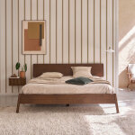 Lit en bois massif finition noyer 180 cm