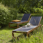 Lot de 2 bains de soleil en acacia massif et textil�ne