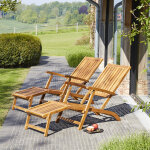 Lot de 2 bains de soleil en bois d'acacia massif