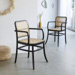 Lot de 2 chaises en bois d'acajou et cannage