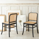 Lot de 2 chaises en bois d'acajou et cannage
