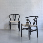 Lot de 2 chaises en bois massif et assise tiss�e