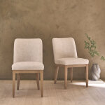 Lot de 2 chaises en ch�ne massif et lin
