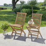 Lot de 2 chaises de jardin en teck huil massif pliante