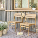 Lot de 2 chaises de jardin en teck massif