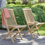 Lot de 2 chaises de jardin en teck massif pliante Lot de 2 chaises de jardin en teck massif pliante