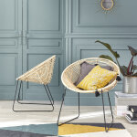 Lot de 2 chaises en rotin et m�tal